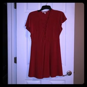 Lace up red dress